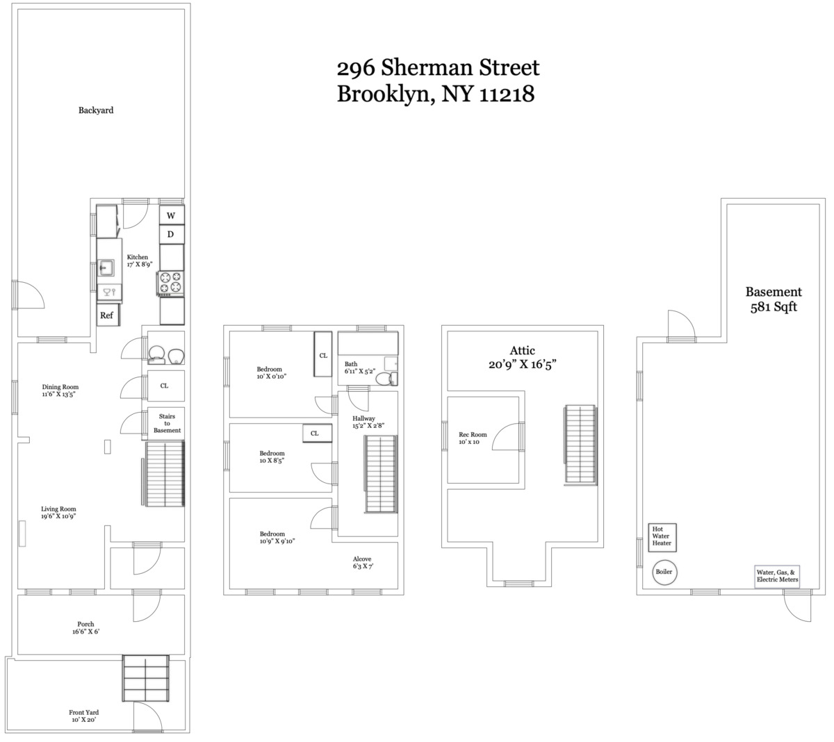296 Sherman Street, Brooklyn, Kings, New York, United States 11218, ,House,For sale,Sherman Street,1120